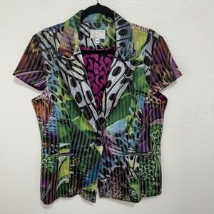 Alberto Malaki Short Sleeve Jacket Top  Artsy Butterfly  Maximalist Abstract 16